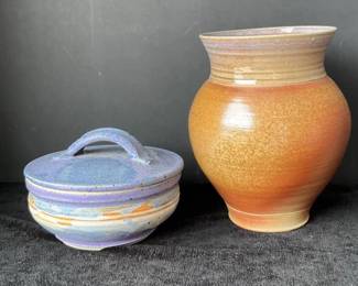 David Stuart Pottery Vase Robert Parrott Bowl with Lid
