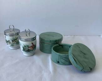 Royal Worcester Porcelain Egg Coddles with Stoneware