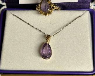 006 14K Amethyst Necklace Ring