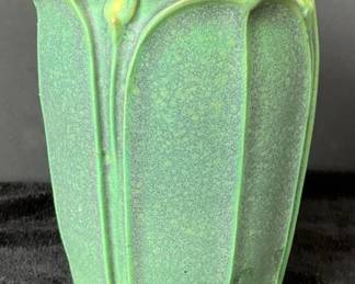 Green Matte Finish Floral Motif Vase