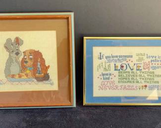 2 Cross Stitch Pictures in Frames