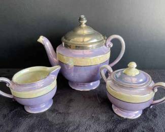 Vintage Royal Rochester Hand Painted Teapot with Cream Sugar