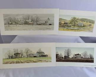 Four Signed Jon Crane 10 1 2 X 3 1 2 Prints