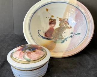 Large Pottery Bowl Trinket Dish with Lid