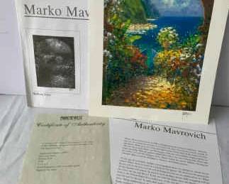 Marko Mavrovich Harbour View Unframed Seriolithograph in Color with COA