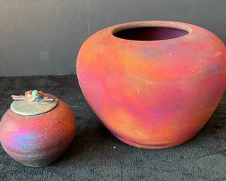 Jeremy Diller Raku Dream Catcher Jar Les Mitchell Raku Vase