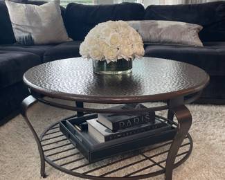 Macy’s Furniture round hammered top coffee table