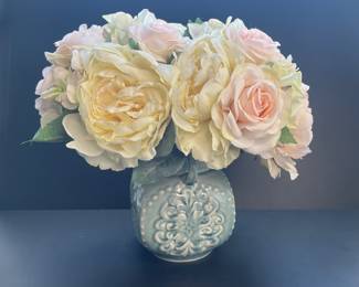 Faux flower in ceramic vase