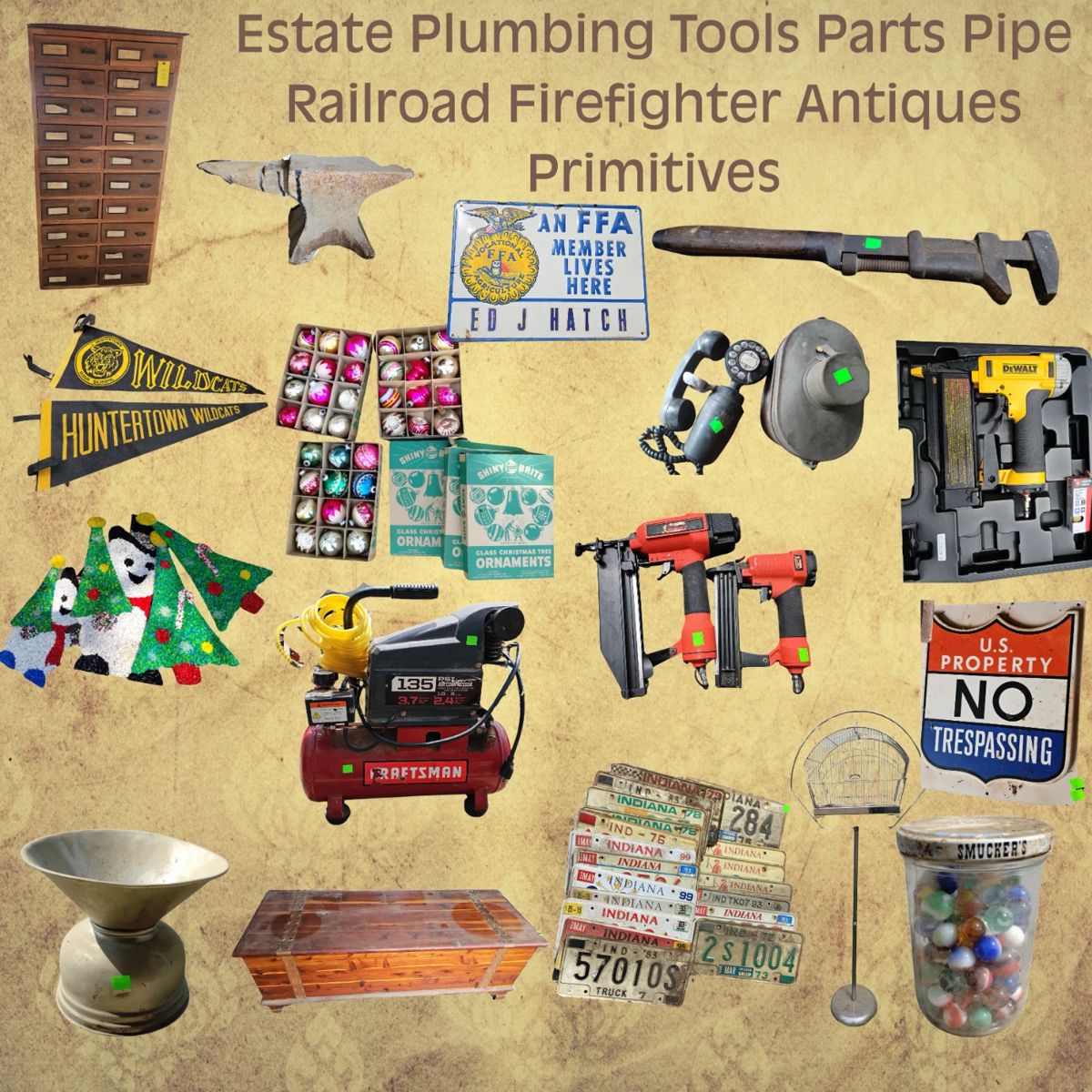 Estate Plumbing Tools Parts Pipe Railroad Firefighter Antiques Primitives