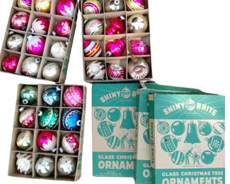 Antique Vintage Shiny Brite Ornaments 3 Boxes