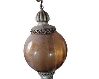 Vintage Tension Rod MCM Lamp Amber Globes