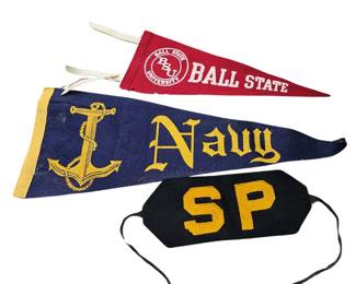 Vintage USN Navy Pennants SP Armband Military Police+Ball State