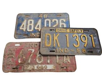 License Plate LOT: Indiana 1948 1958 1961