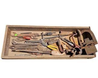 Vintage Antique Tools LOT: Wrenches Saw Brace Drill