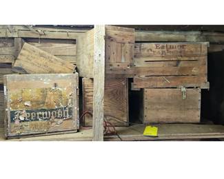 Primitive Barn LOT Wooden crates Cranberries Apples Industrial