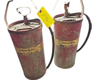 2 Vintage Fire Extinguishers General Operate Pump
