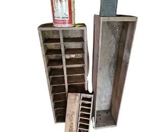 Primitive Barn LOT Wooden Crates Tin Military Shelves