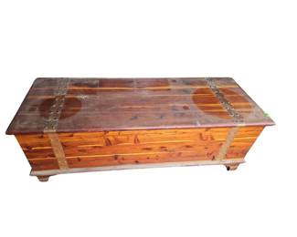 Cedar Chest with Tray on Wheels Full of Afghans
