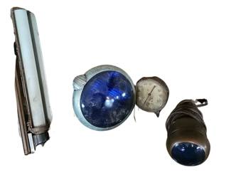 Vintage Automotive or Railroad Blue Lens Headlight Bullet Lamp++