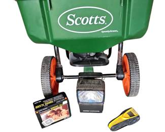Scotts Seed Spreader Smoke Alarm Flashlight Lantern Stud Finder