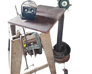 Power Tool Shop Grinder Polisher+ Radial Arm Drill Press POWR-KRAFT 32"