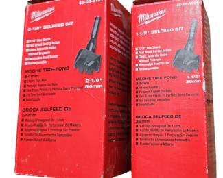 2 New in Box Milwaukee Selfeed Bits Drill Hole 2 1/8 & 1 1/2