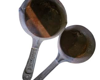2 Antique NATIONAL Cold Handle Cowboy Metal Fry Pans