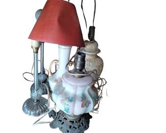Midcentury Glass Lamps Porcelain Urn Shapes