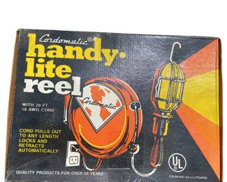 New NOS Handy Lite Reel Safety Light Extension Cord