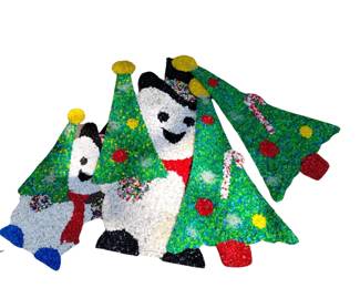 Vintage Christmas Décor Popcorn Snowman Set +