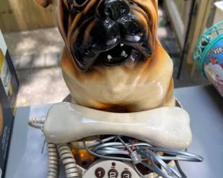 Vintage Pug/Bull Dog Landline Telephone NV-311 Phone Bone Fido Fone.