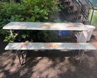Picnic table and bench.