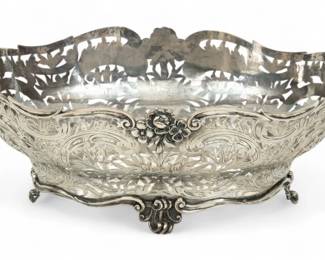 Lot 61 | Robert Whitford (Dublin) Sterling Silver Centerpiece, Ca. 1915 H 6.5" W 11" L 19" 47t oz
