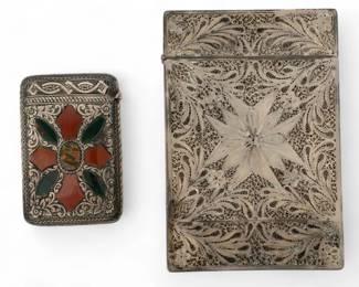 Lot 83 | Scottish Silver Match Safe & Filigree Card Case 1900 2 PCS