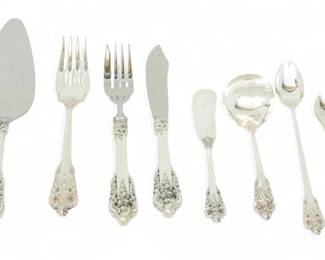 Lot 28 | Grand Baroque Sterling Fish Knives Forks16, Demitas 8, Ice tea 8, Citrus 8, Pudding 8, Butter 13, 73pc 73 PCS