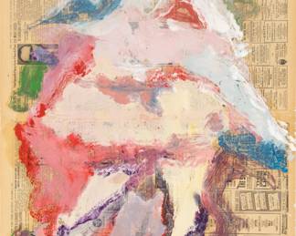Lot 1004 | Willem De Kooning (American/Dutch, 1904-1997) Oil on Newspaper Mounted on Linen, Ca. 1963, 'Abstract Composition' H 29.8" W 23"