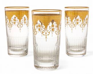 Lot 1057 | Baccarat (French, B. 1764) 'Gold Encrusted Prestige' Crystal Highballs H 6.5" Dia. 2.8" 6 PCS