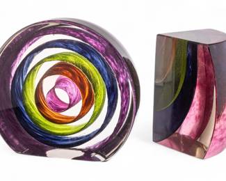 Lot 1049 | Leon Applebaum (American, B. 1945) Art Glass Sculptures, 1986 H 4.8" W 5" Depth 2" 2 PCS