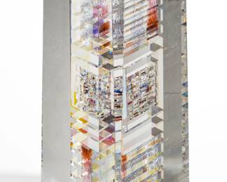Lot 1027 | Jon Kuhn (American, B. 1949) Fused Art Glass Sculpture, 1994, 'Flame Struck' H 12.3" W 4.3" L 4.3"