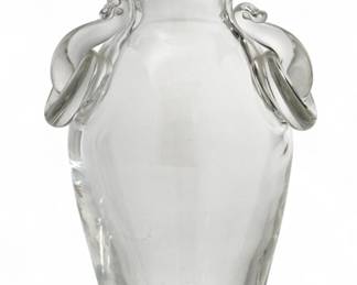 Lot 1075 | Steuben (American) Crystal Amphora Vase, 20th C. H 9.5" Dia. 6"