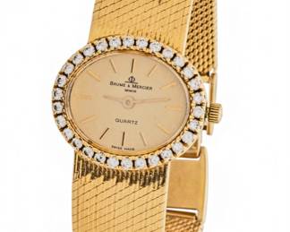 Lot 3 | Baume And Mercier (Geneva) 14K Gold Lady's Wrist Watch, Diamond Bezel 41g