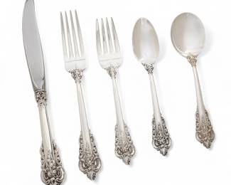 Lot 26 | Wallace Silversmiths Grande Baroque Sterling Silver Flatware Set for 12, 93 Pcs. 93 PCS