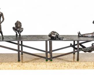 Lot 1013 | Michael Ayrton (British, 1921-1975) Bronze Sculpture, Ca. 1954-55, 'Figures on a Jetty' H 15.5" W 9" L 32.3"