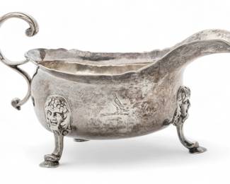 Lot 57 | Irish, Dublin Silver Sauce Boat 18th.c. H 4" W 3.5" L 7.3" 9.9t oz