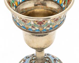 Lot 64 | Russian Silver And Plique-à-jour Charka H 2.8" Dia. 1.8" 1.8g