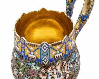 Lot 46 | Russian Silver And Cloisonne Enamel Cup H 4" W 2.8" L 4.5" 9.3t oz