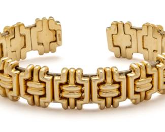 Lot 18 | Italian Fancy Slide Link 14kt Gold Cuff Bracelet W 2.5" 27g
