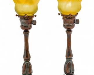 Lot 87 | Tiffany & Co (NY) Pair of Bronze Lamps H 14.5" Dia. 5.5"