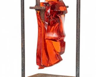 Lot 1031 | Hanging Art Glass And Iron Sculpture H 18.3" W 8" L 9"