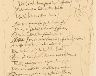 Lot 1006 | Pablo Picasso (Spanish, 1881-1973) Etching And Drypoint on Paper 1947-48, 'Soneto XVII (from Vingt Poèmes De Góngora)' H 14" W 10"
